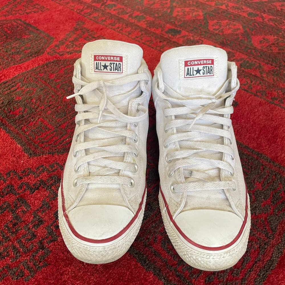 Converse All Star High-Top Sneakers in White with Red Trim